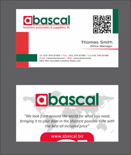 Business Card Design by AwsomeD for Abascal Business Associates & Suppliers, LLC | Design #3526933