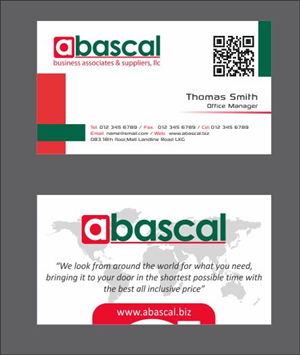 Business Card Design by AwsomeD for Abascal Business Associates & Suppliers, LLC | Design #3526933