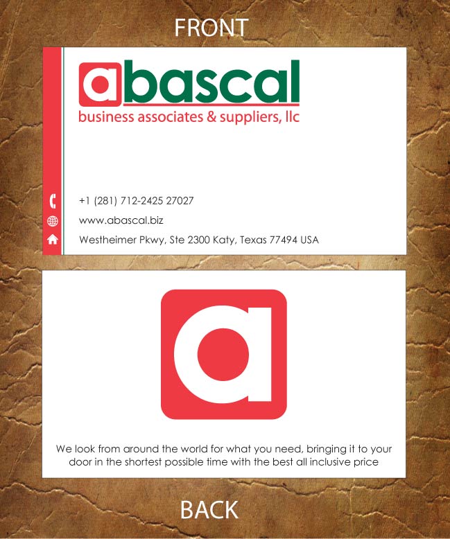 Business Card Design by Sandy1155 for Abascal Business Associates & Suppliers, LLC | Design #3186846