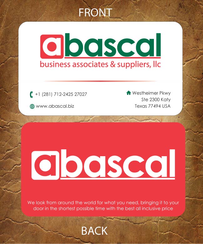 Business Card Design by Sandy1155 for Abascal Business Associates & Suppliers, LLC | Design #3186858
