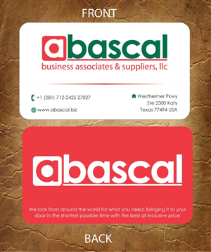 Business Card Design by Sandy1155 for Abascal Business Associates & Suppliers, LLC | Design: #3186858