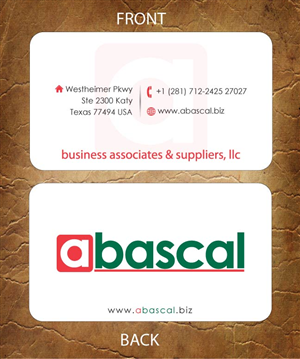 Business Card Design by Sandy1155 for Abascal Business Associates & Suppliers, LLC | Design: #3186862