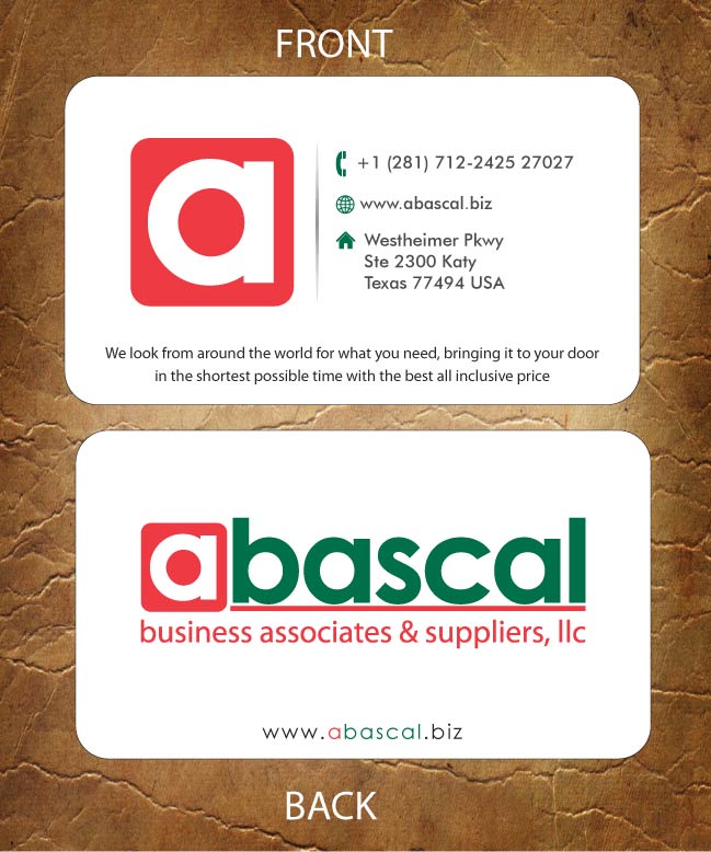 Visitenkarten-Design von Sandy1155 für Abascal Business Associates & Suppliers, LLC | Design #3186864