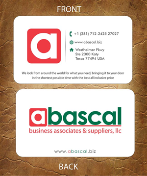 Business Card Design by Sandy1155 for Abascal Business Associates & Suppliers, LLC | Design: #3186864