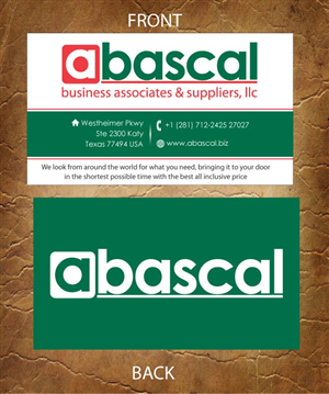 Business Card Design by Sandy1155 for Abascal Business Associates & Suppliers, LLC | Design: #3186874