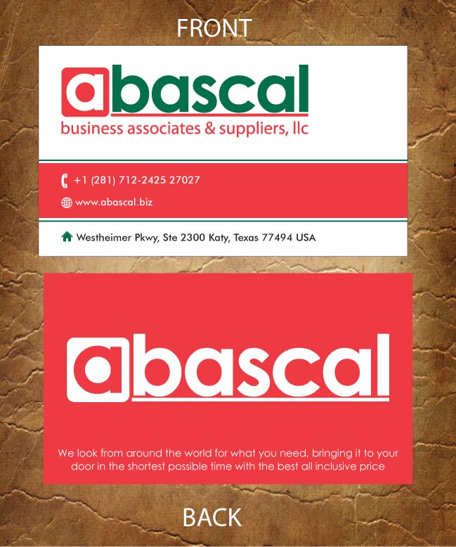 Business Card Design by Sandy1155 for Abascal Business Associates & Suppliers, LLC | Design #3186885