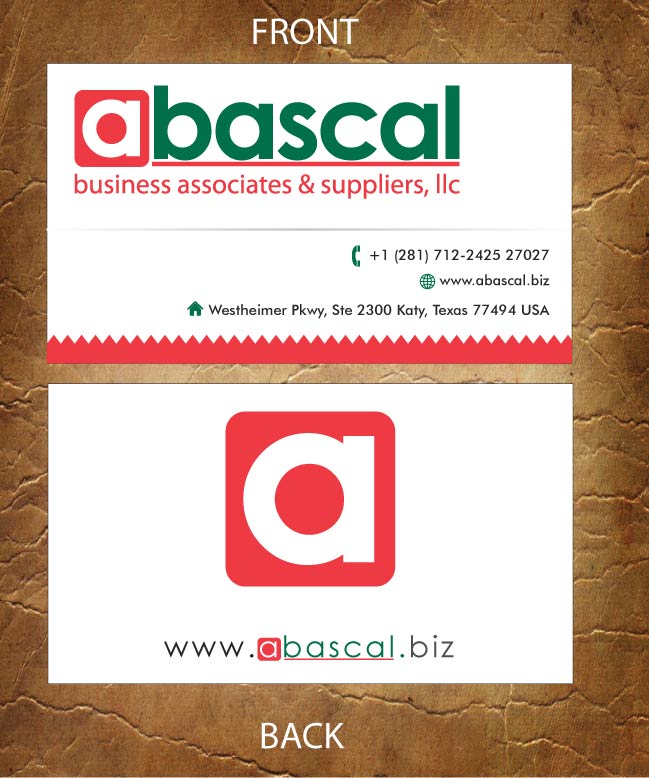 Business Card Design by Sandy1155 for Abascal Business Associates & Suppliers, LLC | Design #3186928