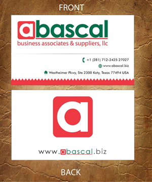 Visitenkarten-Design von Sandy1155 für Abascal Business Associates & Suppliers, LLC | Design: #3186928