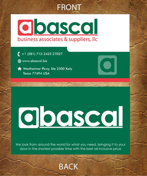 Visitenkarten-Design von Sandy1155 für Abascal Business Associates & Suppliers, LLC | Design: #3186931