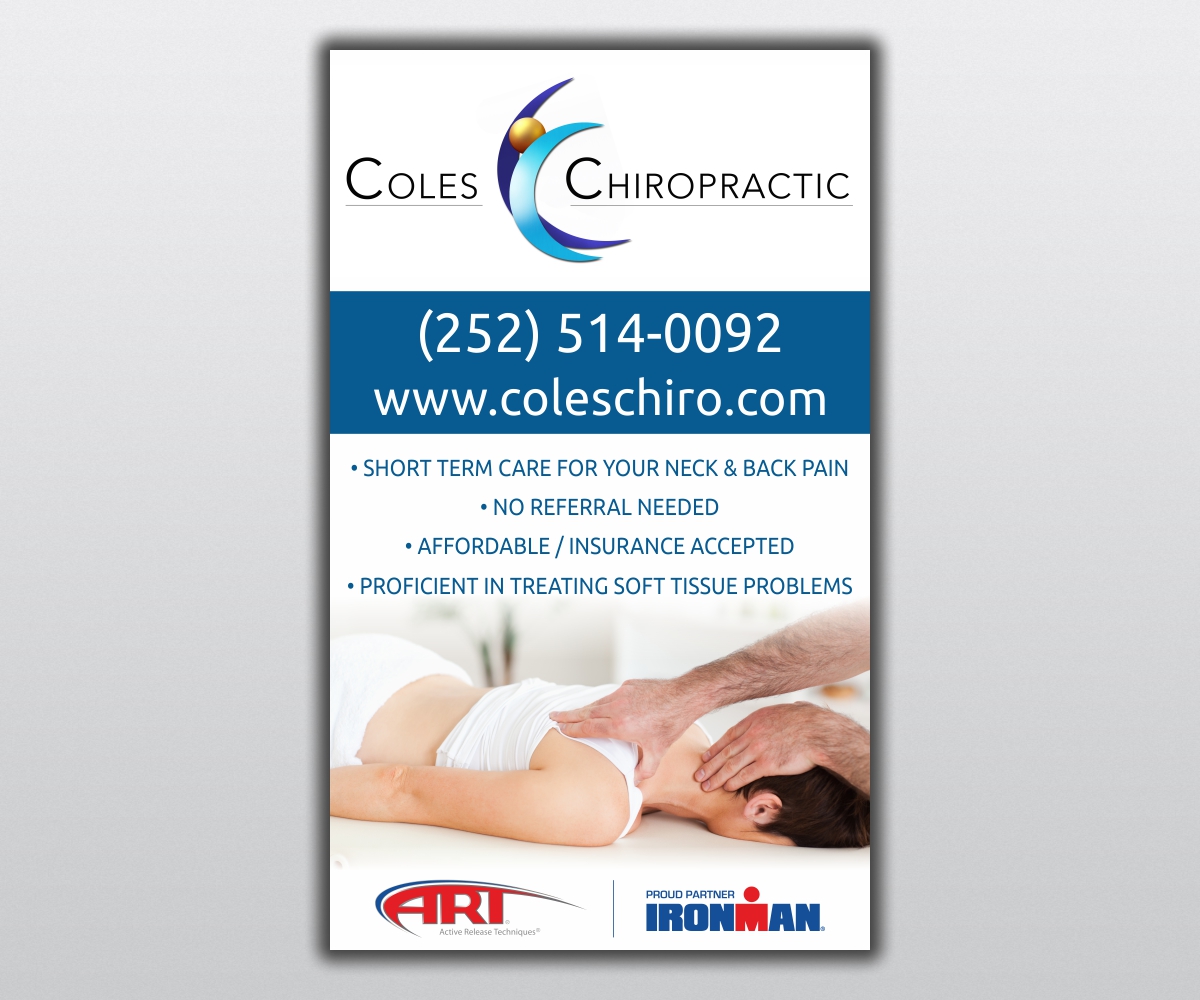 Schilder-Design von Gintale für Coles Chiropractic Center, PLLC | Design #3185181