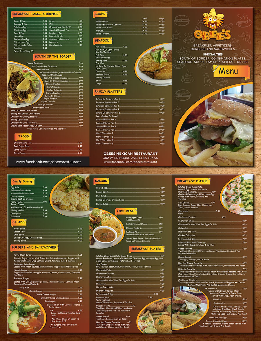 Menu Design by theblueart for this project | Design #3261763