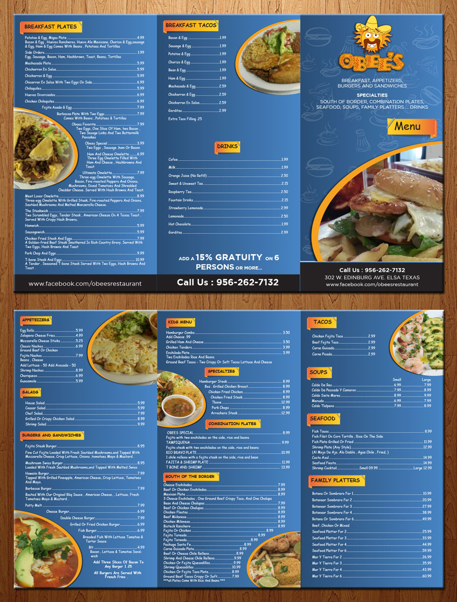 Menü-Design von theblueart für dieses Projekt | Design #3323367