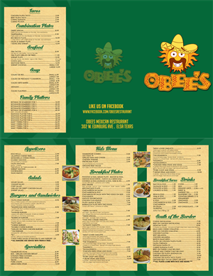 Obees Mexican Restaurant new menu design | Diseño de Menú por Juuri