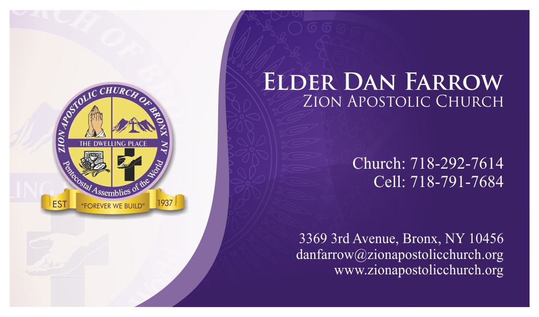 Business Card Design by yanuaryanuar for Zion Apstolic Church, Inc. | Design #3216717