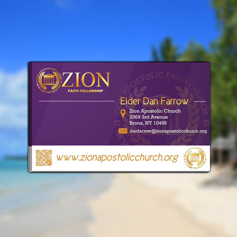 Diseño de Tarjeta de Presentación por Professor P para Zion Apstolic Church, Inc. | Diseño #3213969