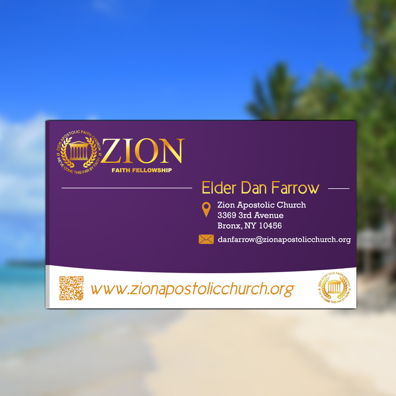 Diseño de Tarjeta de Presentación por Professor P para Zion Apstolic Church, Inc. | Diseño #3213973