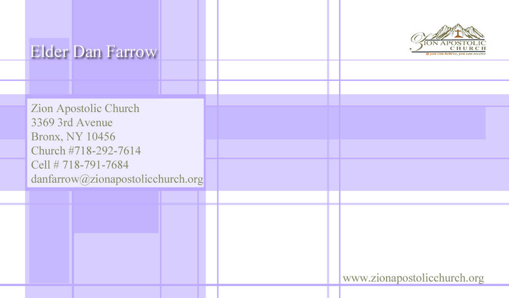 Design de Carte de Visite par  Shahnawaz pour Zion Apstolic Church, Inc. | Design #3205904
