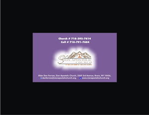 Business Card Design by javeddesigner322 for Zion Apstolic Church, Inc. | Design: #3208120
