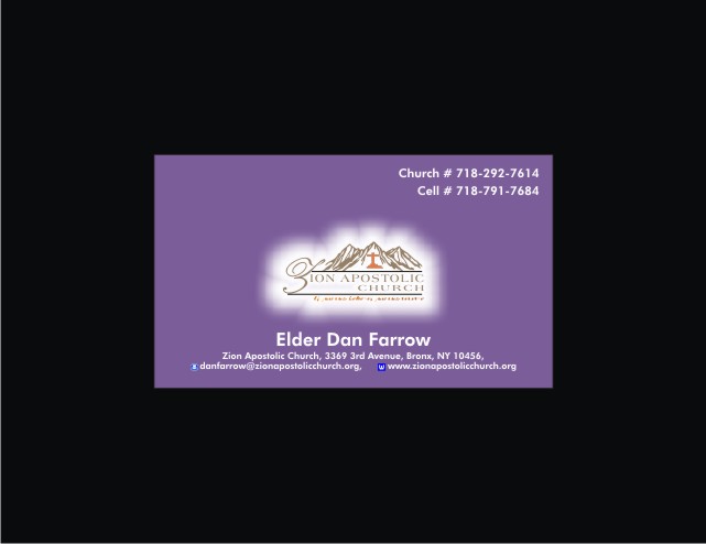 Business Card Design by javeddesigner322 for Zion Apstolic Church, Inc. | Design #3208129