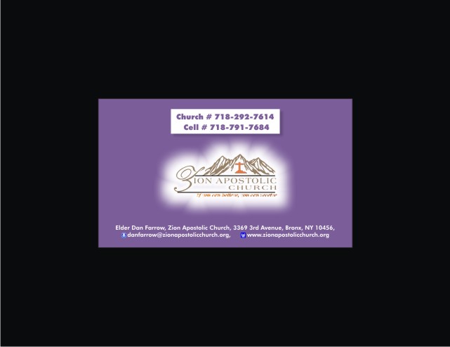 Business Card Design by javeddesigner322 for Zion Apstolic Church, Inc. | Design #3208135