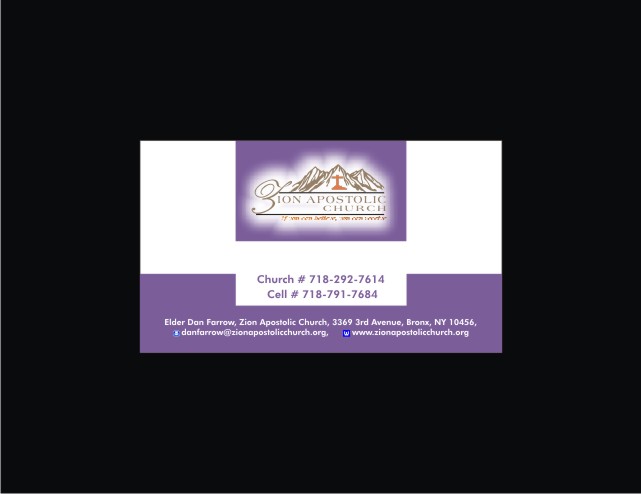 Diseño de Tarjeta de Presentación por javeddesigner322 para Zion Apstolic Church, Inc. | Diseño #3208136