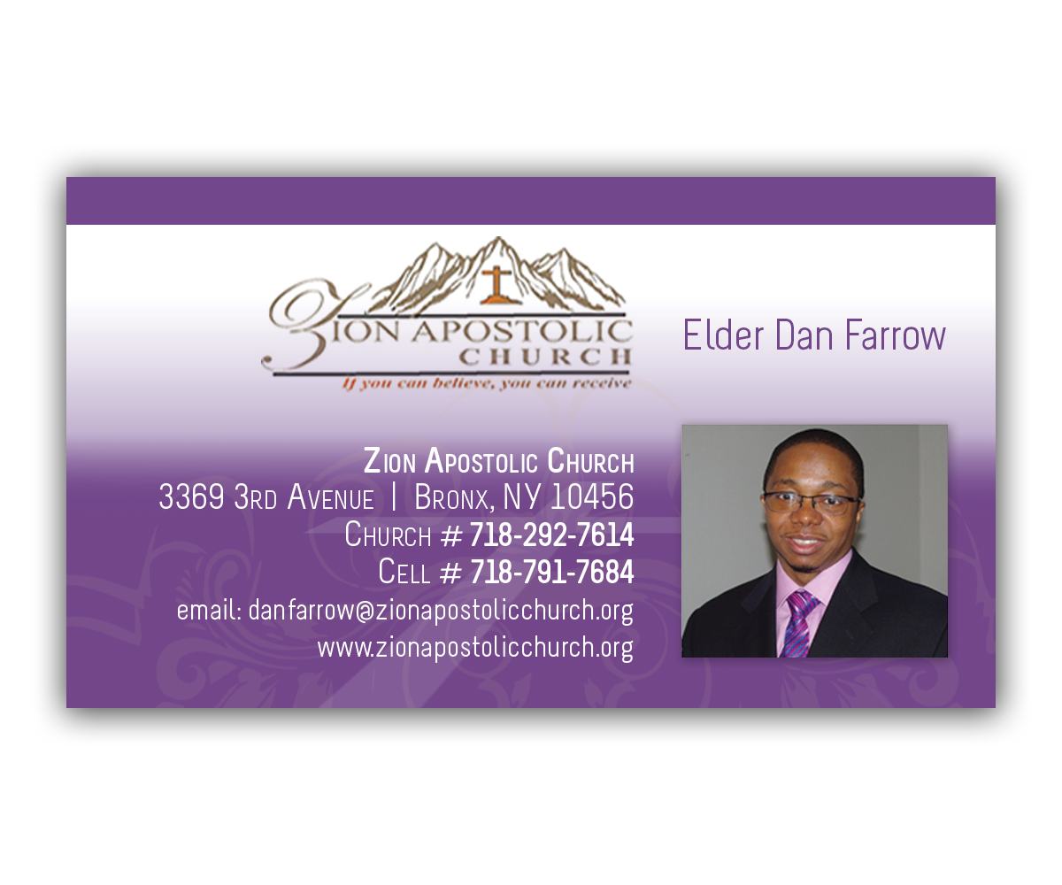 Business Card Design by iD_intelligentDesign for Zion Apstolic Church, Inc. | Design #3199198
