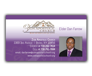 Diseño de Tarjeta de Presentación por iD_intelligentDesign para Zion Apstolic Church, Inc. | Diseño: #3199198