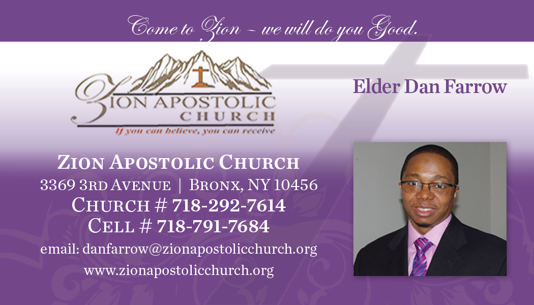 Design de Carte de Visite par iD_intelligentDesign pour Zion Apstolic Church, Inc. | Design #3203183