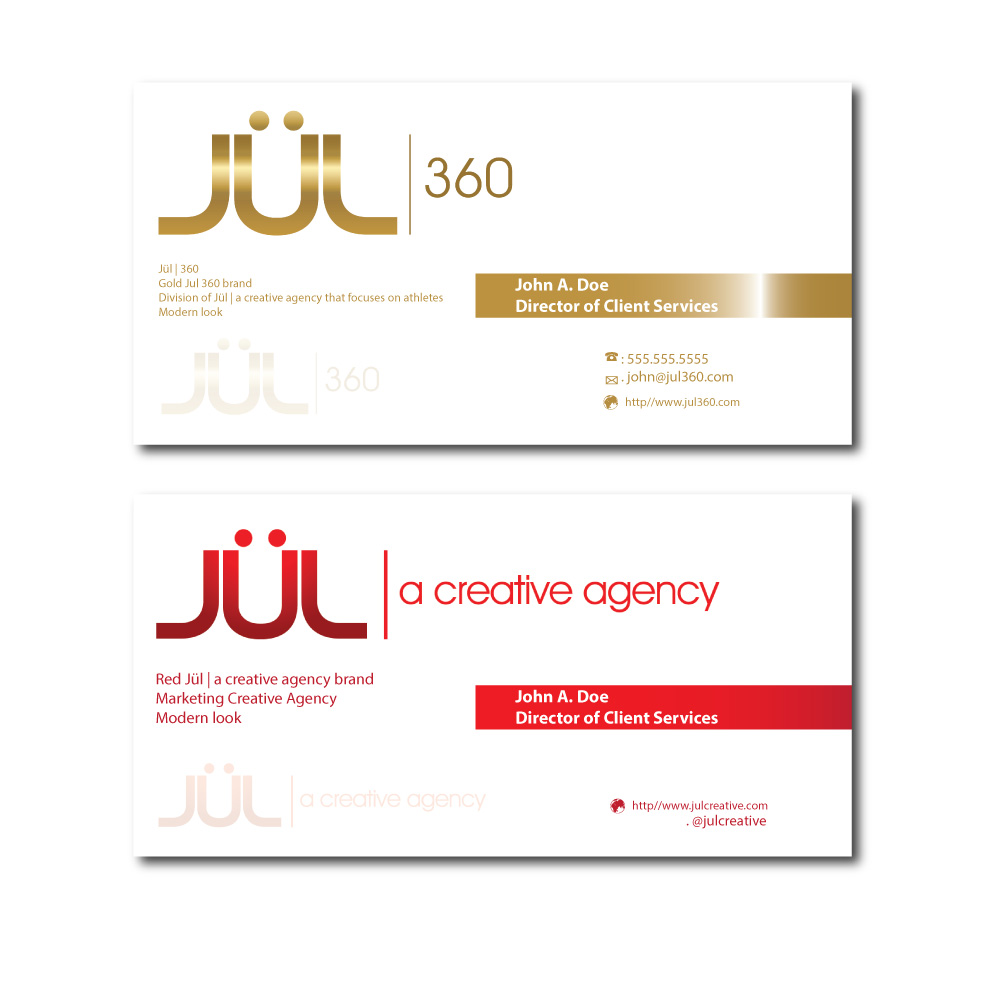 Business Card Design by ARSLAN YASEEN ABBASI for Jül Creative, LLC | Design #3270576