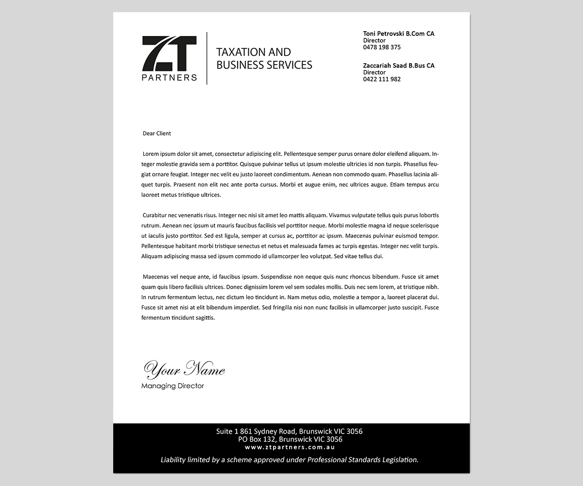 Letterhead Examples Australia