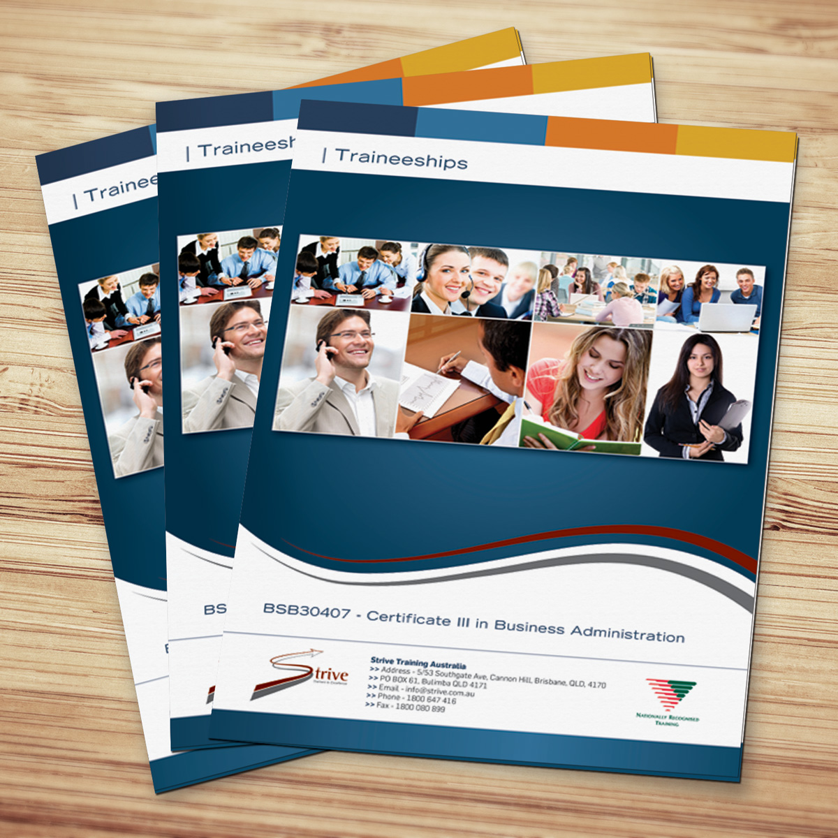 elegant serious education brochure design for a company by training courses flyer