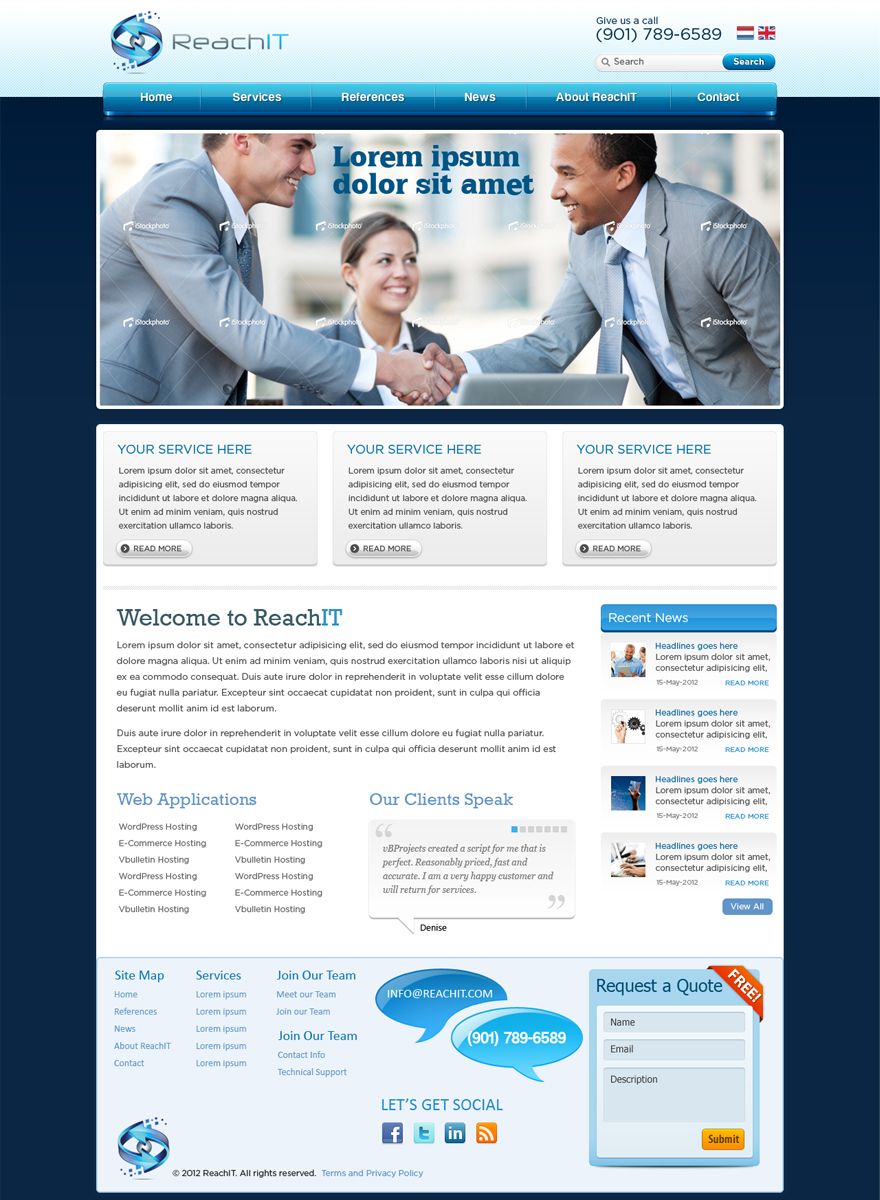 Web Design by ShreejiAkshar for ReachIT | Design #793738