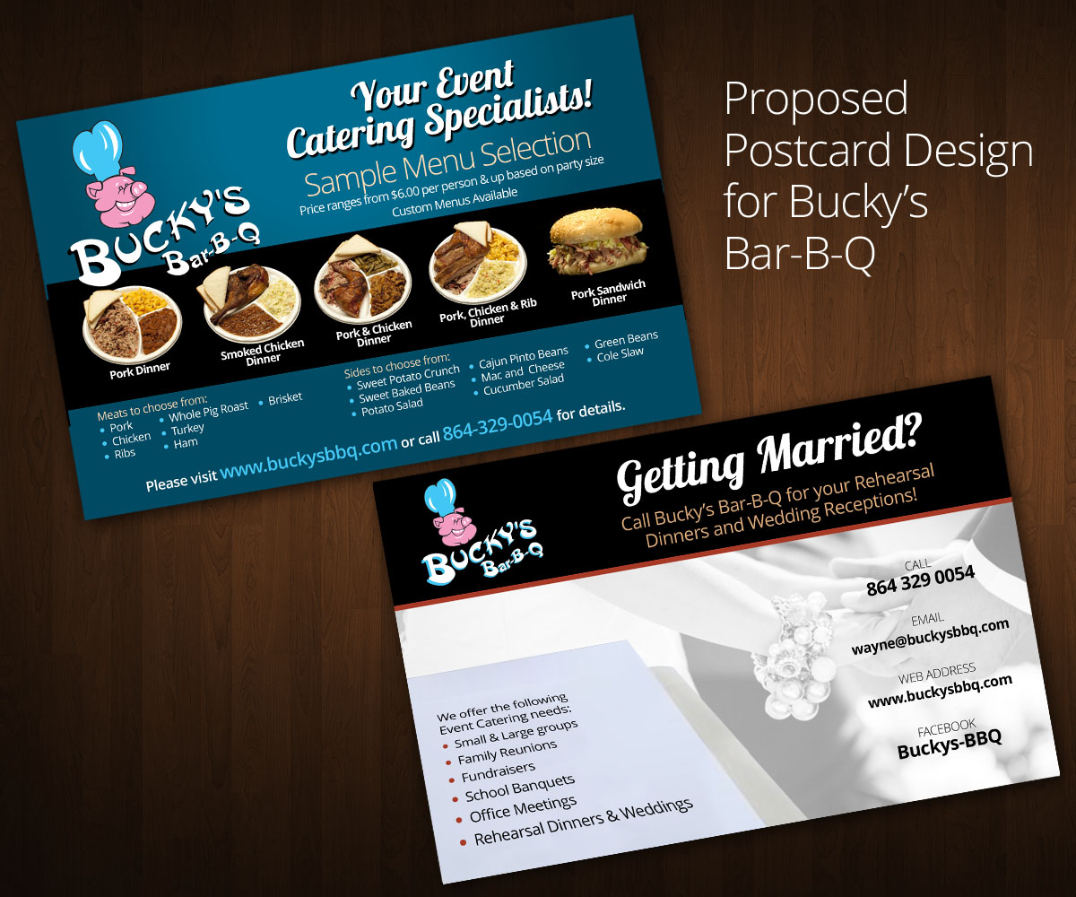 Postcard Design by ZETA for Bucky's Bar-B-Q | Design #3289559
