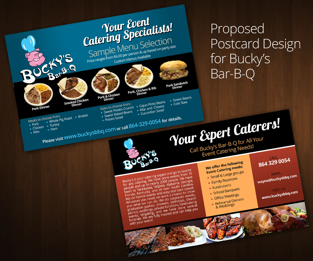 Postcard Design by ZETA for Bucky's Bar-B-Q | Design #3305708
