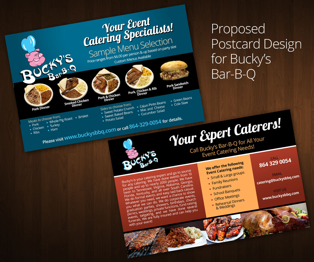 Postcard Design by ZETA for Bucky's Bar-B-Q | Design #3306282