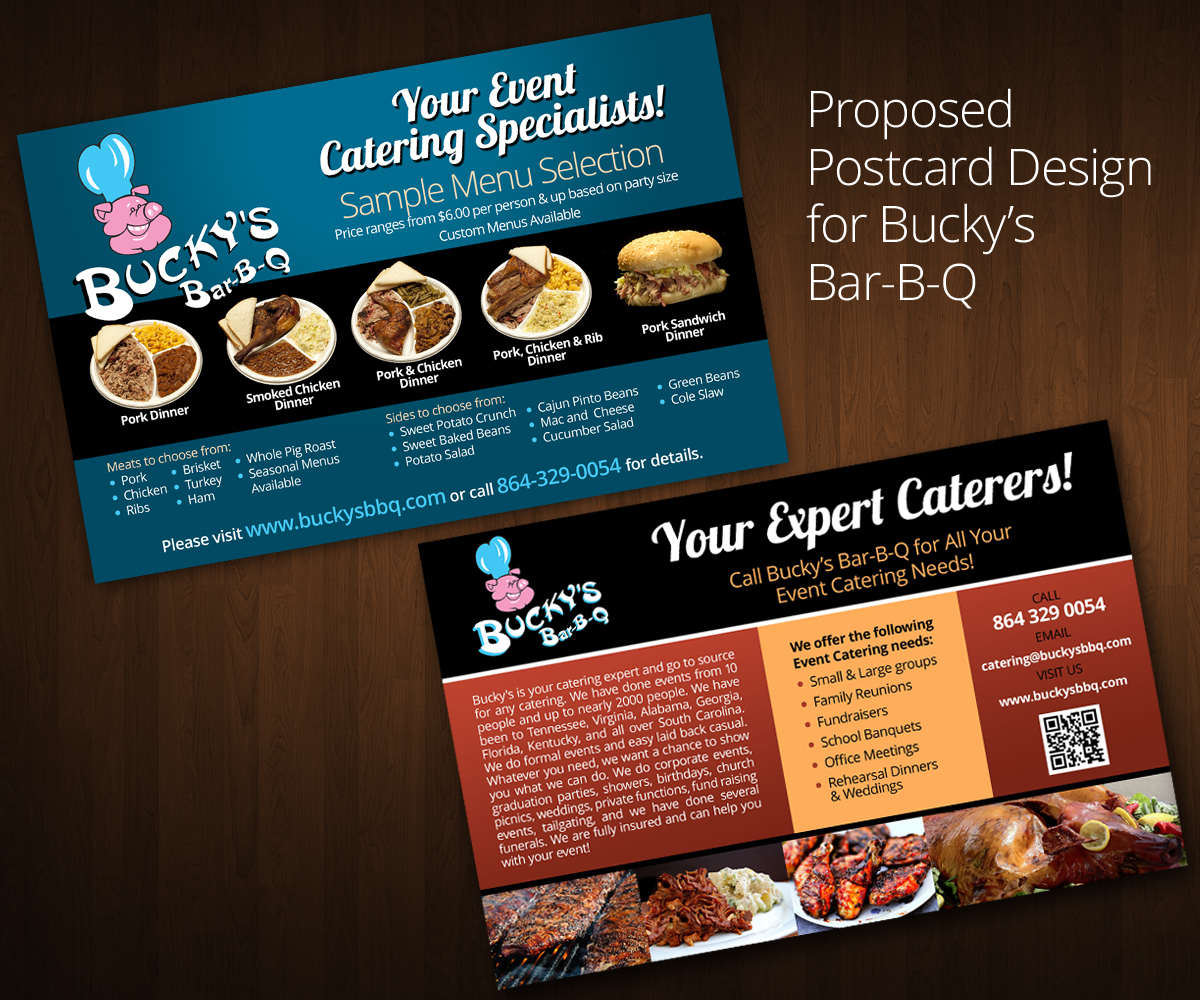 Postcard Design by ZETA for Bucky's Bar-B-Q | Design: #3310999