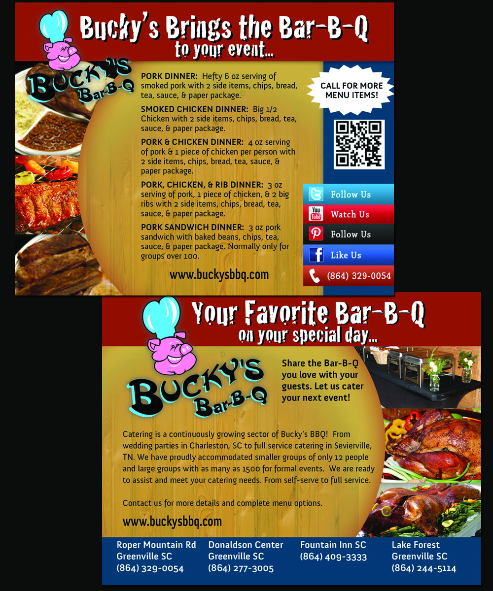 Postkarten-Design von iD_intelligentDesign für Bucky's Bar-B-Q | Design #3239062