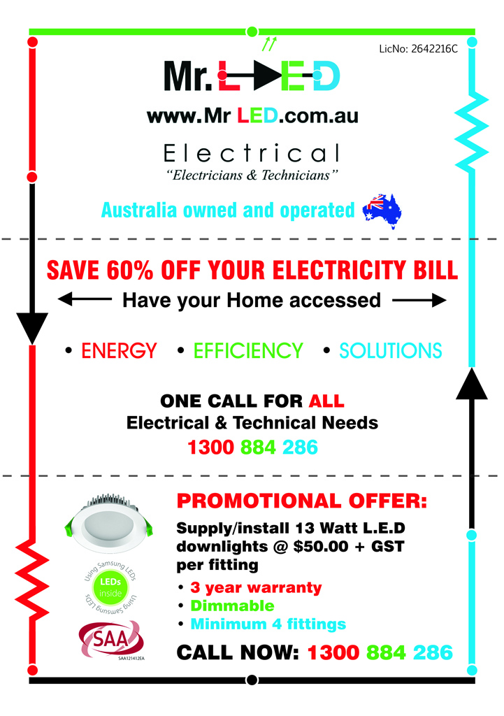 Flyer-Design von The Freelance Designer für Mr L.E.D Electrical Pty Ltd | Design #3259256