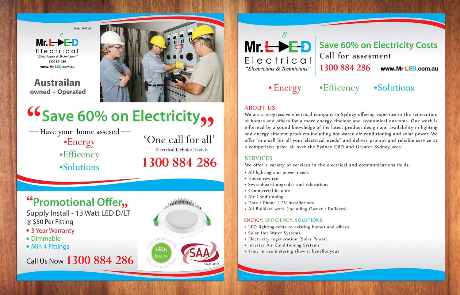 Diseño de Flyer por Sbss para Mr L.E.D Electrical Pty Ltd | Diseño #3220685