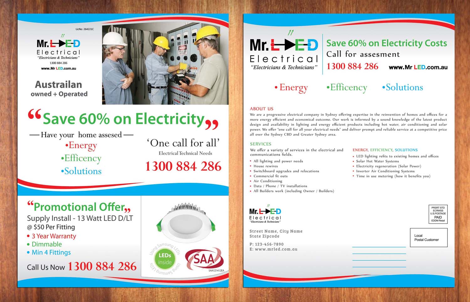 Diseño de Flyer por Sbss para Mr L.E.D Electrical Pty Ltd | Diseño #3220692