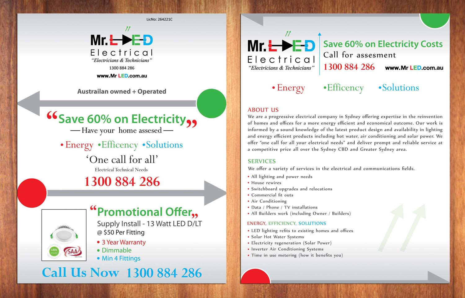 Diseño de Flyer por Sbss para Mr L.E.D Electrical Pty Ltd | Diseño #3220695