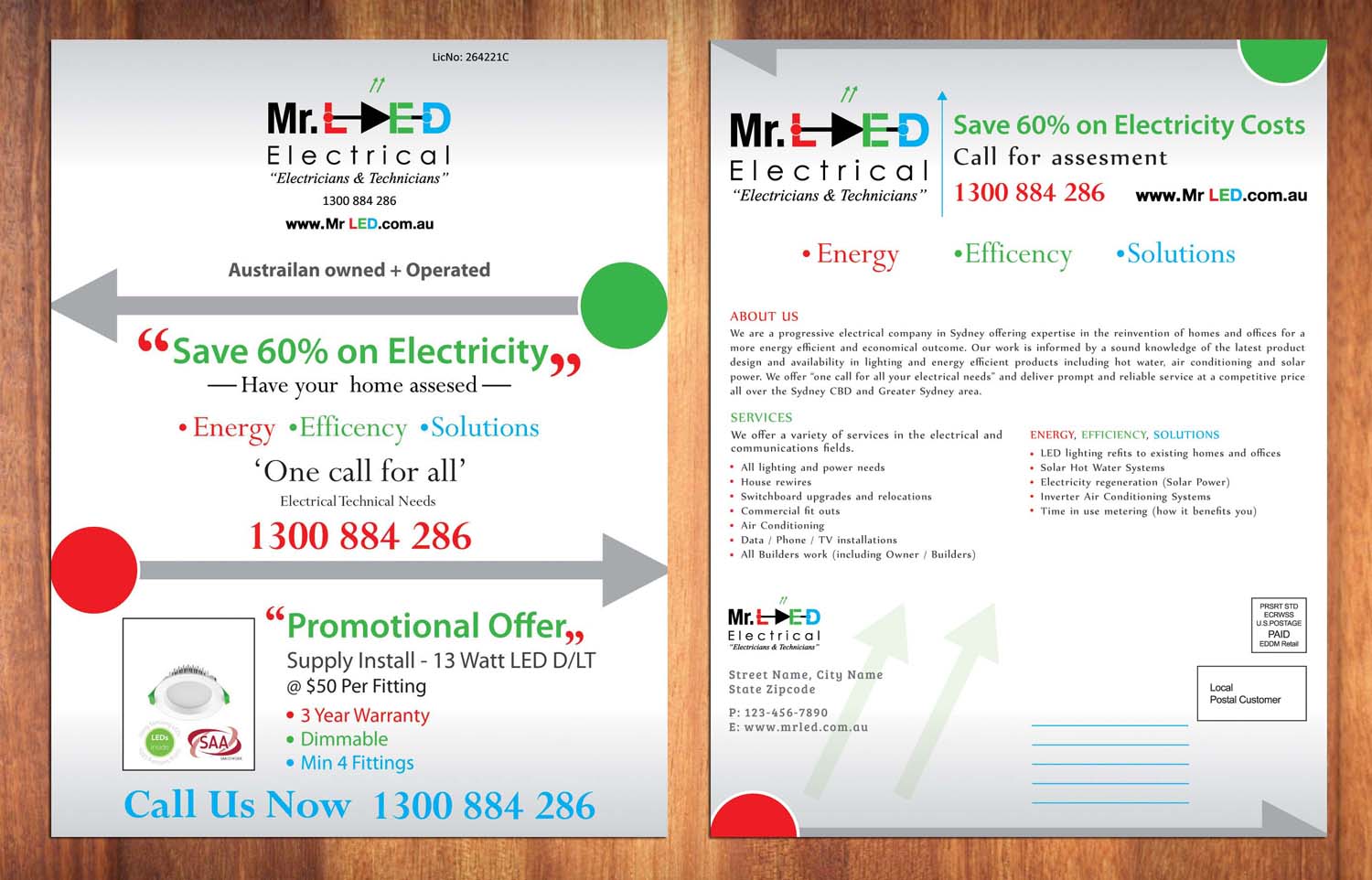 Diseño de Flyer por Sbss para Mr L.E.D Electrical Pty Ltd | Diseño #3220700