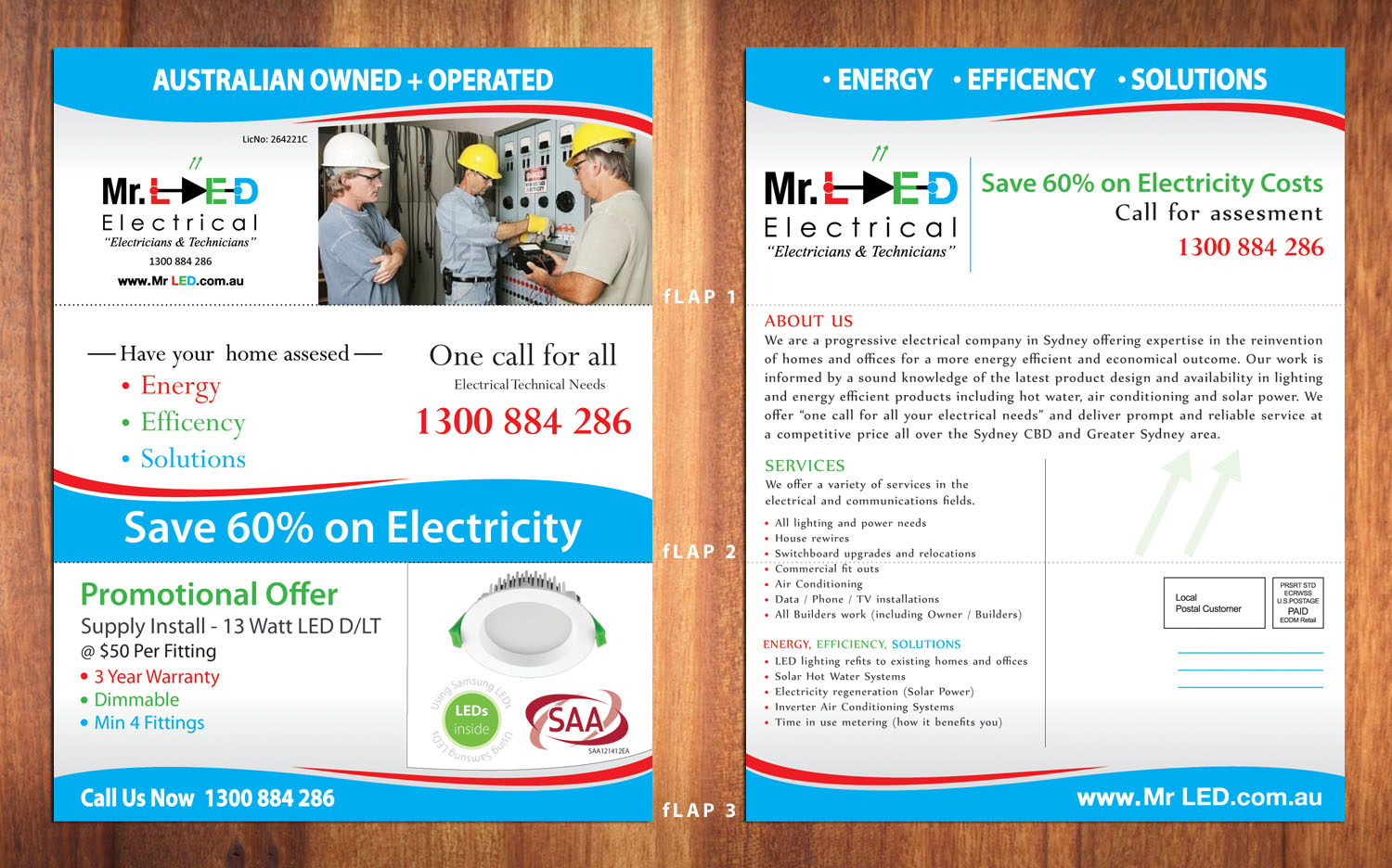 Diseño de Flyer por Sbss para Mr L.E.D Electrical Pty Ltd | Diseño #3221170