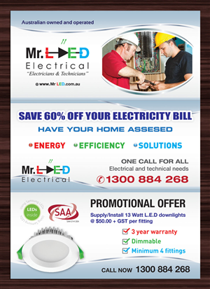 Design de Flyer par Sbss pour Mr L.E.D Electrical Pty Ltd | Design : #3240636