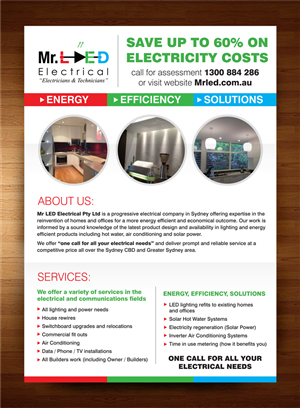 Flyer Design by rkailas for Mr L.E.D Electrical Pty Ltd | Design: #3280297