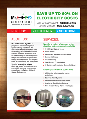 Flyer Design by rkailas for Mr L.E.D Electrical Pty Ltd | Design: #3280300
