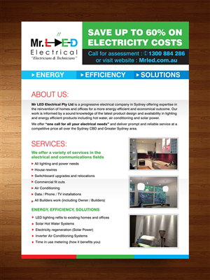 Flyer Design by rkailas for Mr L.E.D Electrical Pty Ltd | Design: #3297199