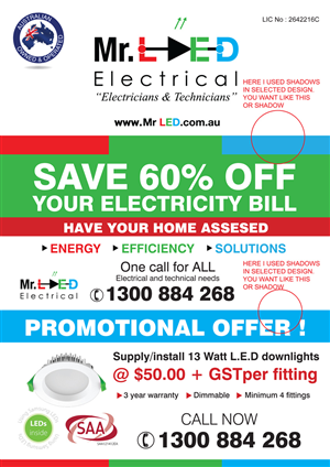 Mr L.E.D Electrical Pty Ltd (Flyer) | Design de Flyer par rkailas