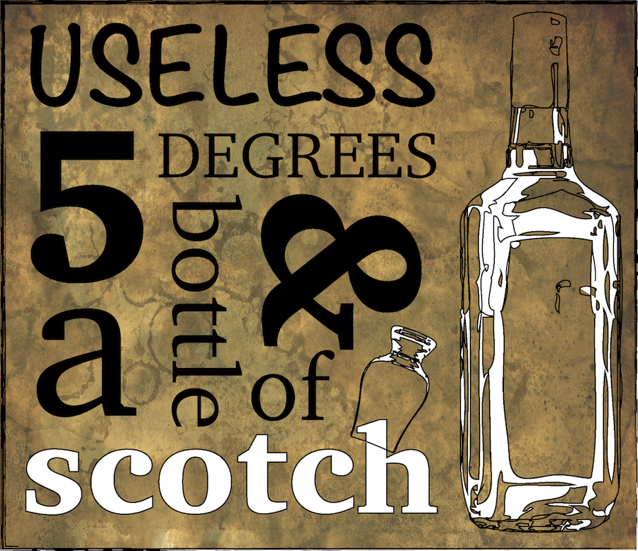 Logo Design by designertrista for 5 Useless Degrees & A Bottle of Scotch | Design #3263280
