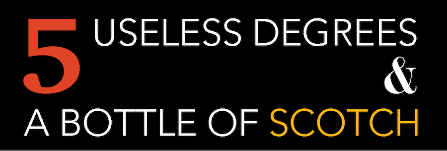 Logo Design by designertrista for 5 Useless Degrees & A Bottle of Scotch | Design #3270020